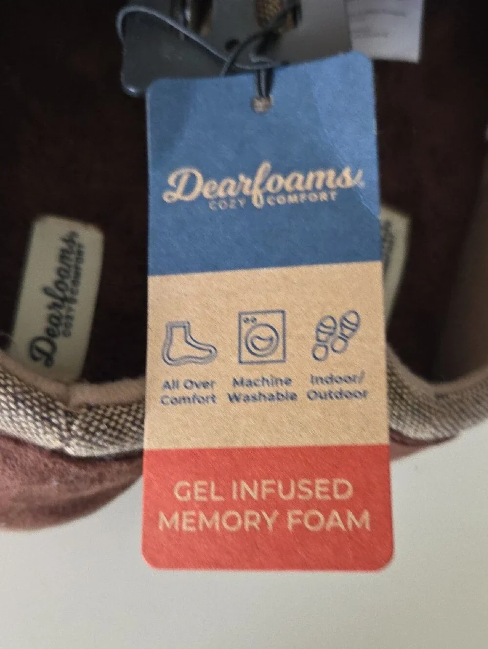 dearfoams Men’s Brown Slip-On Loafers with Plush Interior